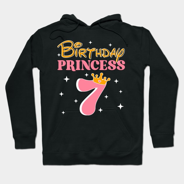 7th Birthday Princess Lover B-day GIft For Girls Toddler Kid Hoodie by tearbytea